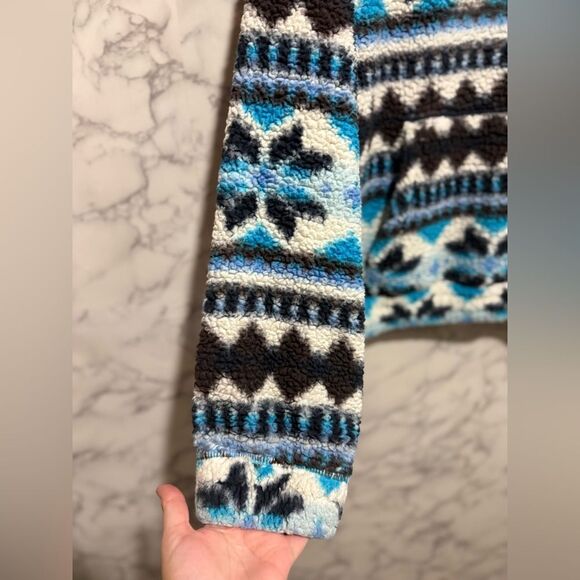 Aerie Blue and Black Patterned Turtleneck Sweater Size M - Picture 2 of 11